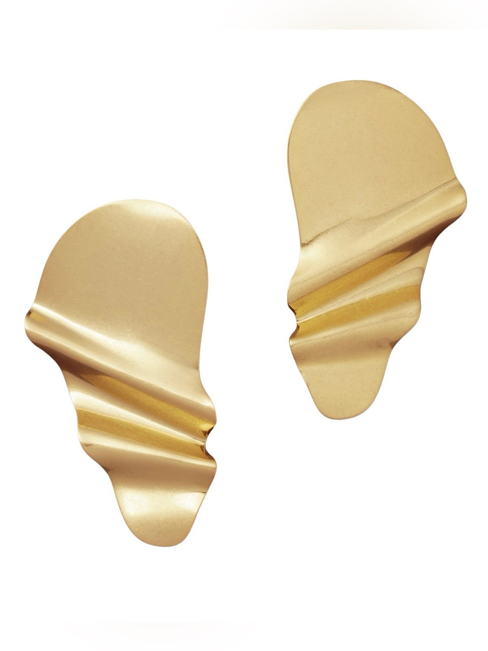 New Donna Karan Gold-Tone Molten C Hoop Earrings